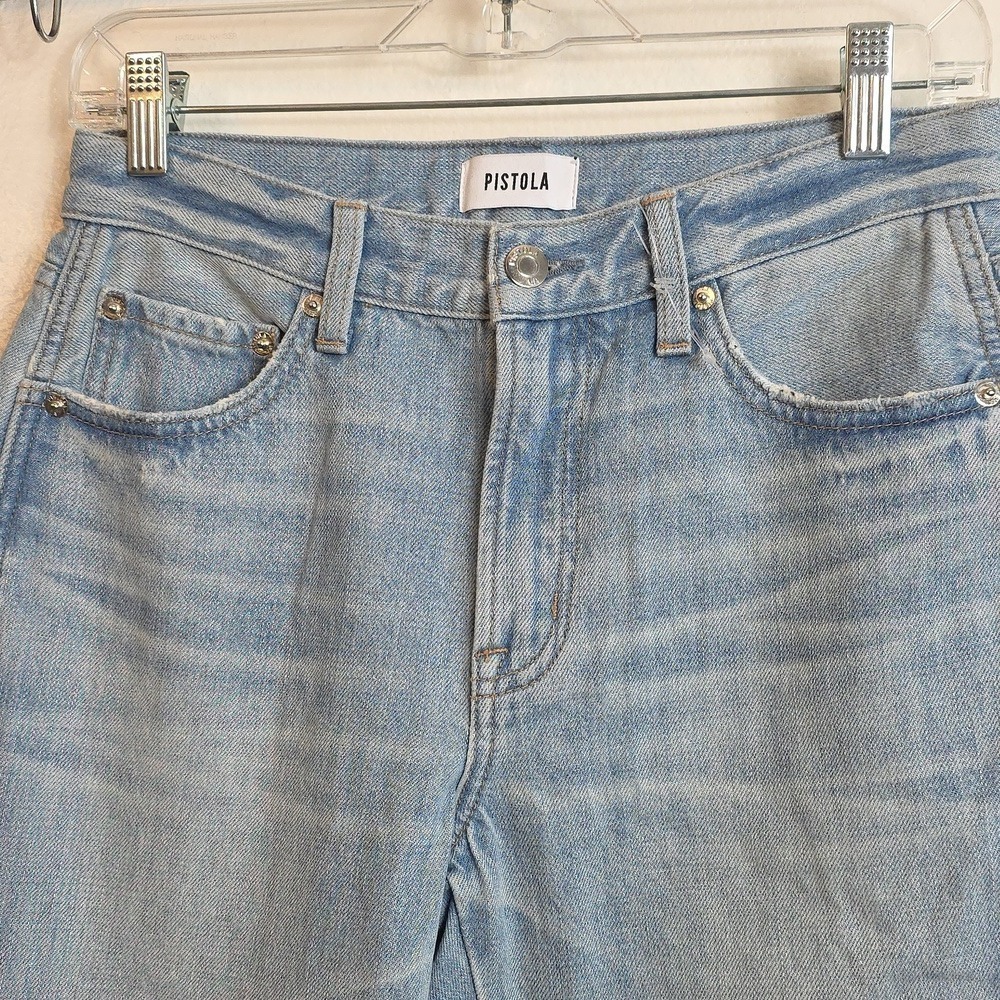 Pistola Forever Jeans Light Flared High Rise Light Wash Size 26 NWOT Raw Hem - Picture 4 of 16
